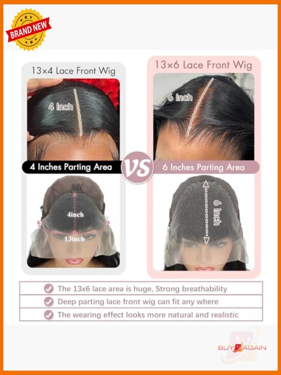 32 Inch Straight Lace Front Wig 200 Density HD Transparent Pre Plucked Glueless main image 5